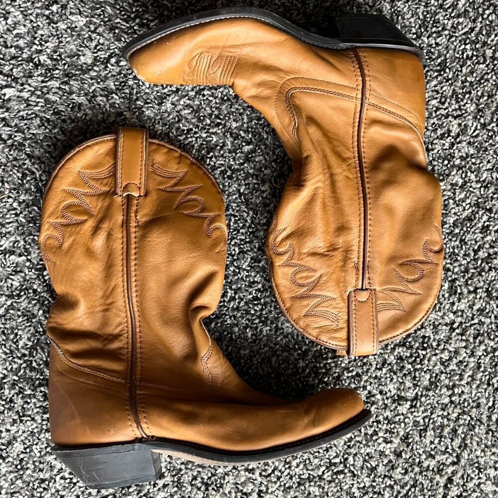 Tan Leather Laredo Cowboy Boots Women 6M Western Country Barn Farming Equestrian - Picture 2 of 6